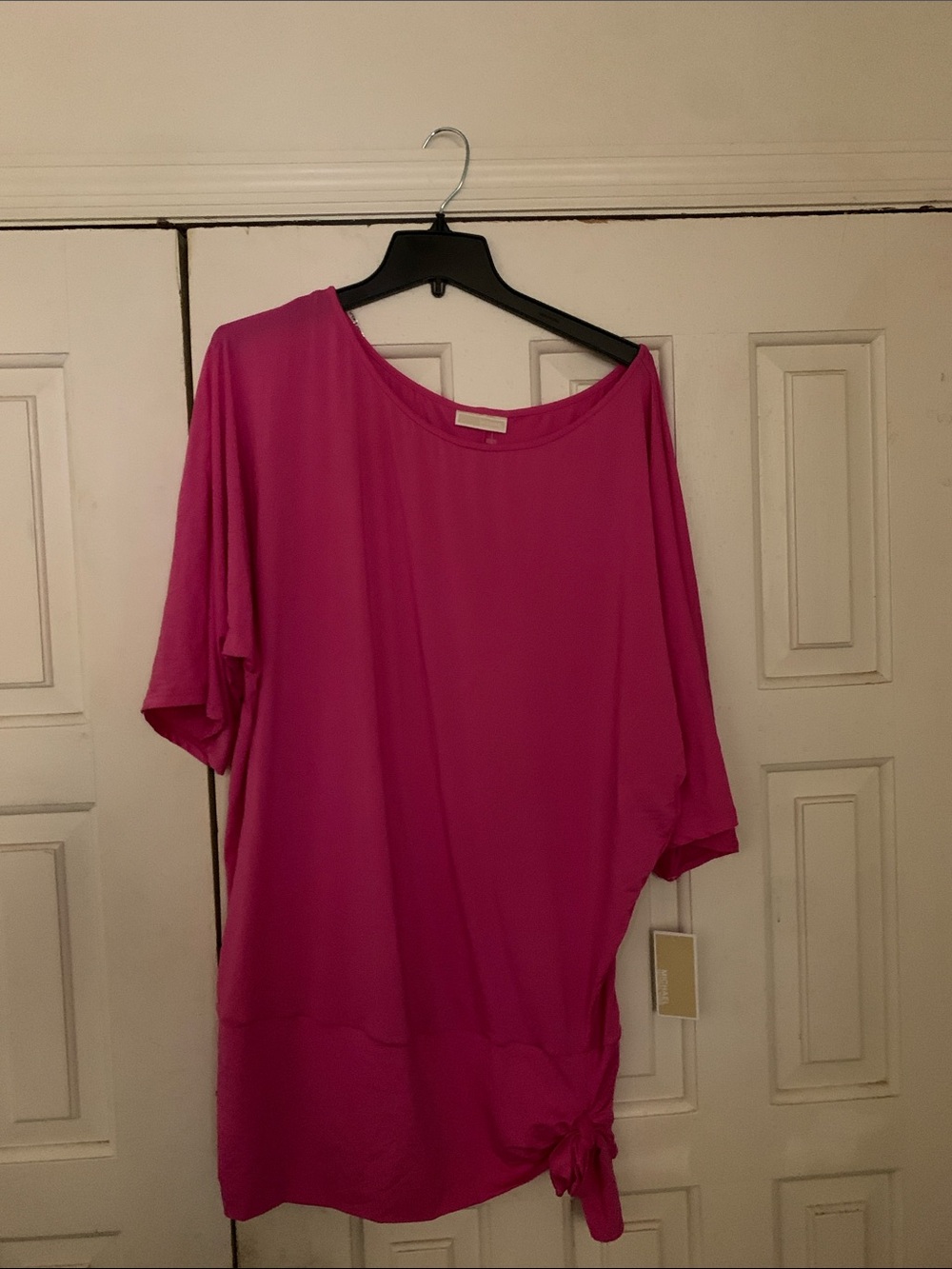 Michael Kors Bright Fuchsia Short Sleeve Tie-Hem Tunic